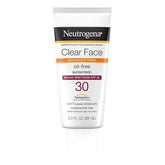 Neutrogena Clear Face Sunscreen Lotion for Acne-Prone Skin, Broad Spectrum SPF 30 Facial Sunscreen for Oily Skin, Fragrance- & Oxybenzone-Free Water Resistant, 3 fl. oz
