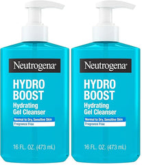 Neutrogena Hydro Boost Face Wash,Fragrance Free,Hydrating Facial Cleanser with Hyaluronic Acid,Daily Foaming Face Wash & Makeup Remover,Hypoallergenic Gel Cleanser,16 fl. oz,(Pack of 2)
