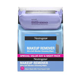 Neutrogena Day & Night Facial Cleansing Wipes, Makeup Remover Face Cleansing Towelettes & Night Calming Facial Cloths, 100% Plant Based Fibers Wipe Away Dirt & Oil, (3 Packs of 25)