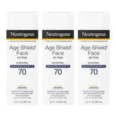 Neutrogena Age Shield Face Oil-Free Sunscreen Lotion with Broad Spectrum SPF 70, Non-Comedogenic Moisturizing Sunscreen to Help Prevent Signs of Aging, PABA-Free, 3 fl. oz (Pack of 3)