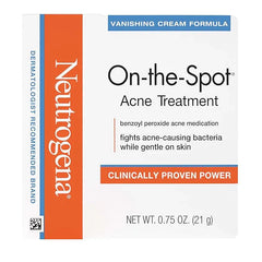 Neutrogena On-The-Spot Acne Spot Treatment Cream with 2.5% Benzoyl Peroxide, Gentle Face Blemish Medicine for Acne-Prone Skin, Vanishing Formula, Clinically Proven Day-1 Results, 0.75-Ounce Tube