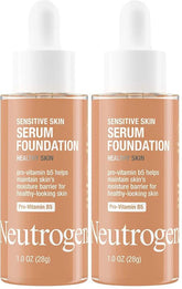 Neutrogena Healthy Skin Sensitive Skin Serum Foundation with Pro-Vitamin B5, Color Correcting & Pore Minimizing Liquid Foundation & Face Serum, Buildable Coverage, Medium/Deep 01, 1 oz (Pack of 2)