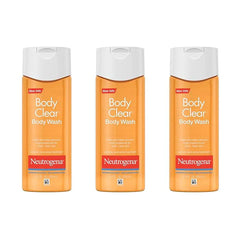 Neutrogena Body Clear Acne Body Wash, 2% Salicylic Acid Acne Medication, Oil-Free & Glycerin for Breakouts on Back, Chest & Shoulders, Non-Comedogenic, Gentle on Skin, Unscented, 8.5 Fl Oz, 3 Packā