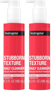 Neutrogena Stubborn Texture Daily Acne Facial Cleanser,Salicylic Acid Face Wash + Glycolic & Polyhydroxy Acids,Fragrance-Free,6.3 fl. oz,(Pack of 2)
