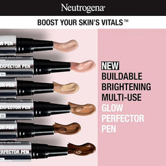 Neutrogena Healthy Skin Glow Perfector Concealer Pen, Lightweight Liquid Makeup for Face with Pro-Vitamin B5 & Vitamin E for a Radiant Finish, Medium, 0.1 oz