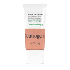 Neutrogena Clear Coverage Flawless Matte CC Cream, Full-Coverage Color Correcting Cream Face Makeup with Niacinamide (b3), Hypoallergenic, Oil Free & Fragrance Free, Cool Almond, 1 oz