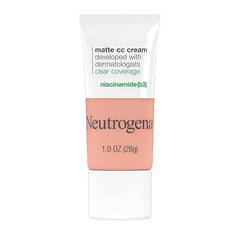 Neutrogena Clear Coverage Flawless Matte CC Cream, Full-Coverage Color Correcting Cream Face Makeup with Niacinamide (b3), Hypoallergenic, Oil Free &-Fragrance Free, Apricot, 1 oz