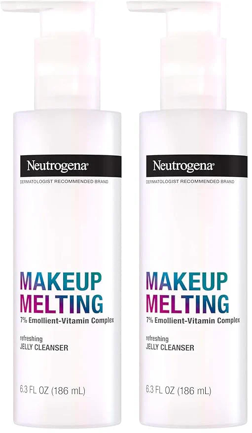 Neutrogena Makeup Melting Refreshing Jelly Cleanser, 7% Emollient-Vitamin Complex, Gentle Face & Eye Makeup Remover to Melt Stubborn Makeup, Cleanse & Condition Skin, Oil-Free, 6.3 fl. oz (Pack of 2)