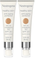Neutrogena Healthy Skin Anti-Aging Perfector Tinted Facial Moisturizer and Retinol Treatment with Broad Spectrum SPF 20 Sunscreen with Titanium Dioxide, 50 Tan to Medium, 1 fl. oz (Pack of 2)