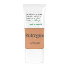 Neutrogena Clear Coverage Flawless Matte CC Cream, Full-Coverage Color Correcting Cream Face Makeup with Niacinamide (b3), Hypoallergenic, Oil Free & Fragrance Free, Wheat, 1 oz