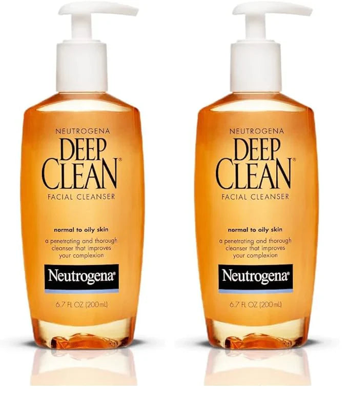 Neutrogena Deep Clean Daily Facial Cleanser with Beta Hydroxy Acid for Normal to Oily Skin,Alcohol-Free,Oil-Free & Non-Comedogenic,6.7 fl. oz,(Pack of 2)