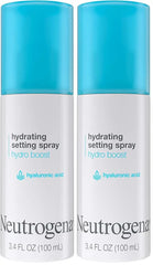 Neutrogena Hydro Boost Hydrating Makeup Setting Spray with Hyaluronic Acid,Setting Spray for Smooth,Dewy Skin,Fragrance Free,Non-Comedogenic & Hypoallergenic,3.4 fl. oz,(Pack of 2)