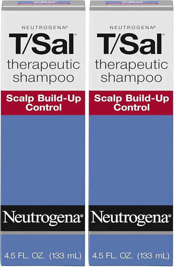 Neutrogena T/Sal Therapeutic Dandruff Shampoo, Scalp Build-Up Control, 3% Salicylic Acid,Psoriasis Treatment, Seborrheic Dermatitis Shampoo, Clears Flakes, Fragrance Free, 4.5 fl oz (Pack of 2)