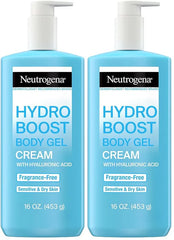 Neutrogena Hydro Boost Body Moisturizing Gel Cream with Hyaluronic Acid, Non-Greasy & Fast Absorbing, Lightweight Hydrating Body Lotion for Normal to Dry Skin, Fragrance-Free, 16 oz (Pack of 2)