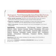 Neutrogena Facial Cleansing Bar Treatment for Acne-Prone Skin, Non-Medicated & Glycerin-Rich Hypoallergenic Formula with No Detergents or Dyes, 3.5 oz (Pack of 6)