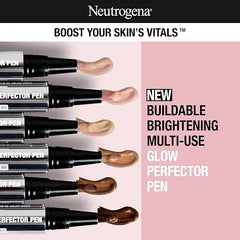 Neutrogena Healthy Skin Glow Perfector Pen, Lightweight Brightening Concealer Pen with Pro-Vitamin B5 & Vitamin E to Brighten Darkness & Dullness for a Natural, Radiant Highlight, Deep, 1 oz